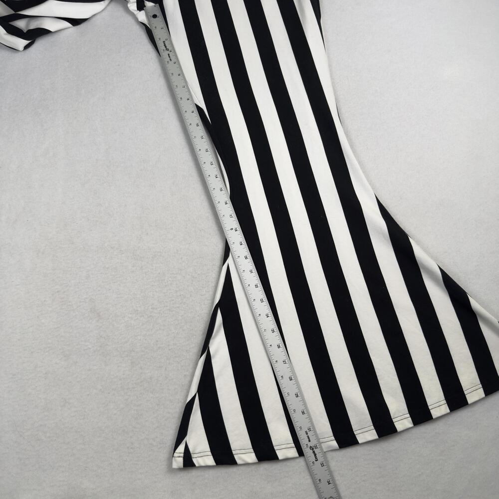New KILLSTAR Inferno Room Bell Bottom Pants Striped Flare Black White Plus 4XL - Picture 8 of 16
